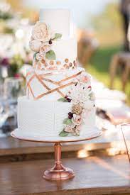 Erin Morris Outdoor South Shore Wedding Via Elegant Productions Modern Copper Bride And Groom Cake Toppers Copper Wedding Cake Wedding Cake Fresh Flowers