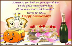 A Toast To You Both Happy Anniversary Wedding Anniversary Funny Anniversary Greetings