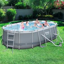 Power Steel 13 91 X 8 2 X 39 5 Oval Frame Pool Set Walmart Com In 2020 Oval Pool Above Ground Swimming Pools Swimming Pools