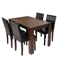Enjoy 4 person dining with the new classic furniture 47 round gia dining table set. Cherry Tree Furniture 5 Piece Dining Room Set 4 Seater Dining Table With 4 Chairs Walnut Colour Table With Black Pu Leather Seats Shop Designer Home Furnishings