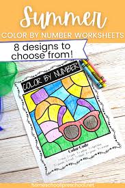There are two pages here of around 40 different coloring pages. Summer Color By Number Preschool Worksheets