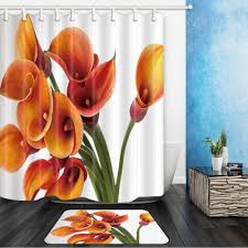 5 out of 5 stars. Orange Flower Shower Curtains Set Calla Lily Floral Plant Bathroom Decor Home Bath Bathtub Curtain And Flannel Mat 40x60 Cm Shower Curtains Aliexpress