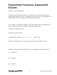 C) use this model to predict about when the population of brownville will first reach 1,000,000. Exponential Function Growth And Decay Worksheet Worksheet List