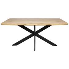 Ravenna Natural Wood 63 Rectangular Wood Dining Table W Modern Metal Base By Leisuremod