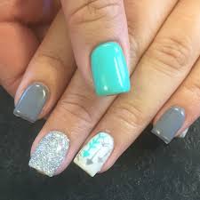 Gel Nails Turquoise Grey Turqoise Nails Arrow Nails Turquoise Nails