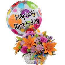 Birthday flowers and balloons delivery uk. Orange Lilies Purple Carnations For Same Day Balloon Delivery In This Balloon Bouquet Happy Birthday Flower Happy Birthday Bouquet Happy Birthday Balloons