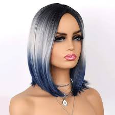 Wholesale Short Bob Ombre Blue Colorful Wig Blue Colorful Wigs Synthetic  Party Bob Daily Wig for Women| Alibaba.com