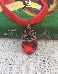 Evie Heart Choker Necklace Descendants 2 Red Crystal Etsy Heart Choker Necklace Heart Choker Red Crystals