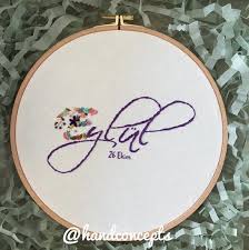 Handconcepts Kasnak Isleme Pano Embroidery Stitch Cicek Islemeli Isim Pano Dogum Gunu Hediyesi Dikis Kanavice Urunler