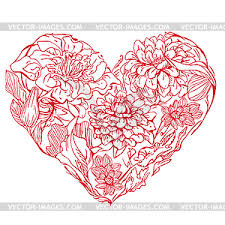 Heart made of flowers clipart. Heart Shape Is Made Of Beautiful Flowers Vector Clipart
