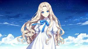 It's much more fun than short hair, because short hair is hard to twirl!. Blonde Anime Girl Original Dress Long Hair Wallpaper 1600x900 1079785 Wallpaperup