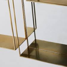 Arriving in a set of two, the shelves measure 13.75 and 12.25 wide. Gold Metal Wall Mount Shelving Unit With Mirror Elton Maisons Du Monde
