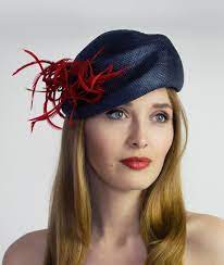 Grey Red Fascinator Wedding Hat 40 39 S Style Vintage Percher Hat Feathers Trim Ascot Headpiece Races Hat Mother Of The Red Fascinator Fascinator Wedding Hats