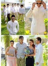 A majority of contemporary filipino brides choose white gowns with elaborate embroidery and smaller buterfly sleeves. Barong Coat Barong Wedding Filipiniana Wedding Theme Filipino Wedding