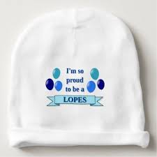 Lopes Surname Blue Banner Balloons Baby Beanie Baby Beanie Blue Banner Beanie