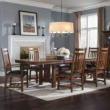 The dining set is constructed from durable wood and wood products and overlaid with intricate fancy melamine. Intercon Oak Park 7 Piece Dining Set With Slat Back Chairs Wayside Furniture Dining 7 Or More Piece Sets