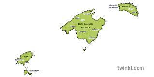 La spagna si può visitare in ogni periodo dell'anno. Mappa Delle Isole Baleari Province Spagna Baleari Ks2 Illustration Twinkl