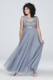 Plus Size Gown With Lace Bodice And Satin Belt City
