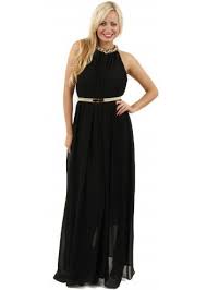 Black Maxi Dress With Chain Necklace Belt Designer Maxi Dress Black Maxi Dress Maxi Dress
