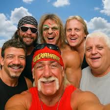 Dusty Rhodes, Chris Adams, and The "Immortal" Hulk Hogan watching Stan  Hansen lift weights!