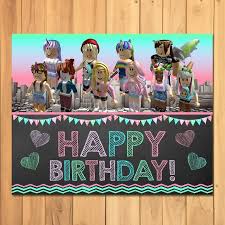 Girl Roblox Happy Birthday Sign Pink Roblox Birthday Party Etsy Happy Birthday Signs Birthday Party Printables Birthday Party Images