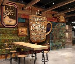 3d Coffee Poster High Grade Retro Coffee Shop Background Wall Etsy Rustic Coffee Shop Coffee Shop Decor Vintage Coffee Shops