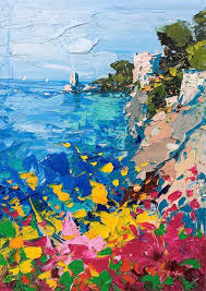 Positano Amalfi Coast Italy Painting Seascape Painting Sea Oilpaintingitaly Seascape Wall Art Seascape Paintings Abstract Art Painting