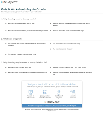 Quiz Worksheet Iago In Othello Study Com