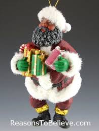 Black Santa With Gifts Ornament A Good Sized Black Santa Ornament In Traditional Red And White Holding Several W Black Santa Soulful Christmas Black Christmas