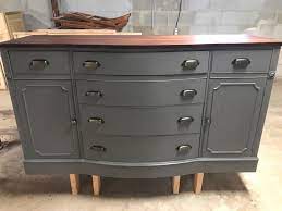 Beautiful Gray Buffet With Stained Cabinet Top Furniture Sideboard Buffet Cabinet