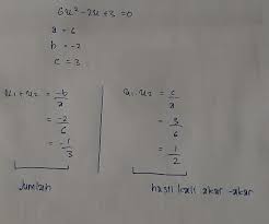 👇📚 jangan lupa subscribe, like, dan shar. Hasil Kali Akar Akar Persamaan Kuadrat 6x2 2x 3 0 Adalah Jawab Dengan Benar Dan Tepat Ya Brainly Co Id
