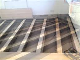 A change in floor level can subtly zone spaces. Awesome How To Level A Sloping Floor In An Old House And Description Flooring Diy Flooring Mobile Home Repair