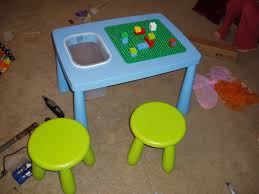 Modded An Ikea Table Into A Duplo Activity Table For My Son S 3rd Birthday Took 2 Hours Required Only A Dremmel And A Ha Ikea Table Lego Table Diy Lego Table