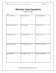 Provide feedback to the student concerning the specific error made and allow the student to correct his or her work. Solving Absolute Value Equations With Variables On Both Sides Worksheet
