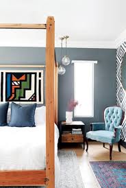 This pisa bedroom suite consists of a wooden headboard, dresser, mirror, and two pedestals. Vibrant Joburg Home Of A Furniture Designer Digsdigs