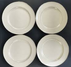 4) MIKASA STANTON Platinum LAD-11, Fine Ivory China SALAD PLATES, 8 1/2",  EUC $45.00