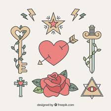 Here is another romantic quote tattoo for couples. Free Vector Pack Of Romantic Tattoos In Linear Style
