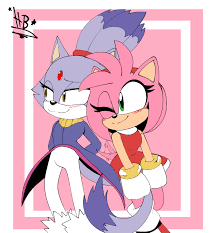 281115 - safe, artist:buddyhyped, amy rose (sonic), blaze the cat (sonic),  cat, eulipotyphlan, feline, hedgehog, mammal, anthro, sega, sonic the  hedgehog (series), blazamy (sonic), blushing, duo, duo female, female,  femalefemale, females only,