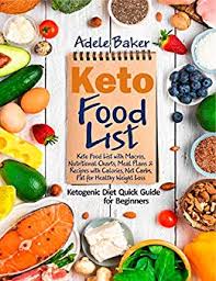 Keto Food List Ketogenic Diet Quick Guide For Beginners Keto Food List With Macros Nutritional Charts Meal Plans Recipes With Calories Net Carbs