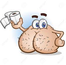 Hairy Butt Holding Toilet Paper. Cartoon Character Vector Illustration.  Royalty Free SVG, Cliparts, Vectors, and Stock Illustration. Image 92642600.