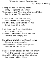 Rudyard Kipling I Keep Six Honest Serving Men If Rudyard Kipling Poems By Famous Poets Poetry For Kids