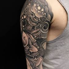Tattoo Uploaded By Tattoodo Tattoo By Katsu Of Wild Monkey Katsu Horikatsu Fooddogtattoo Shishi Japanese Tattoo Black Sleeve Tattoo Samurai Tattoo Sleeve
