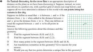 As the crow flies definition: On Taxicab Geometry As The Crow Flies Is An Chegg Com