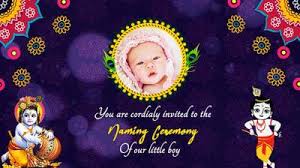 Distribute gifts on the memory. Naming Namkaran Ceremony Online Video Invitations