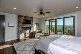 Master bedroom floor plans with entry straight into the bedroom then. Custom Master Bedroom Stone Gas Fireplace Modern Rustic Linear Deck Hardood Flooring Clearwater Builders Of Montana