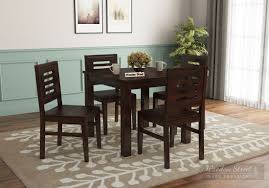 Costway 5 piece kitchen dining set glass metal table 30 and 4 chairs breakfast furniture black. Buy Janet 4 Seater Dining Table Set Walnut Finish Online In India Wooden Street