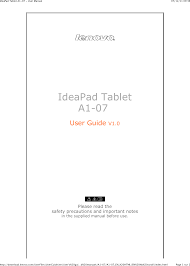 Lenovo Ideapad A1 07 User Guide Tablet ...