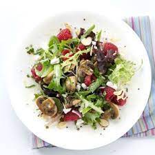 All Spiced Up Raspberry And Mushroom Salad Recipe Great Salad Recipes Mushroom Salad Delicious Salads