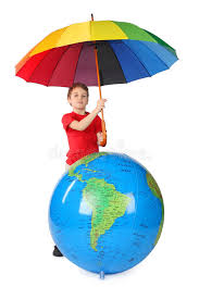 Chłopiec Kuli Ziemskiej Nadmuchiwany Parasol Zdjęcie Stock - Obraz ...