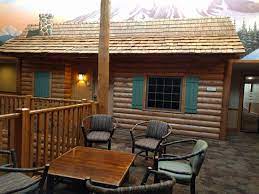 The building's exterior reflects cabela's popular store model with log construction, stonework, wood siding and metal roofing. View Of Cabela S Cabin Room 2nd Floor Picture Of Best Western Dundee Tripadvisor